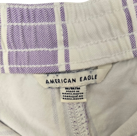 American Eagle Outfitters Purple and Cream Striped Women's Shorts Size Medium - Picture 3 of 3